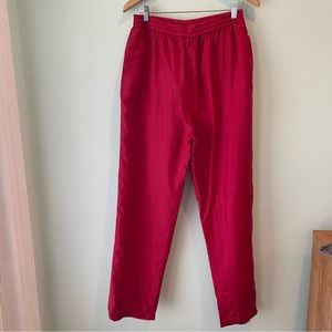 Vintage Cranberry Abvien 100% SILK Windbreaker Elastic Waist Pull On Pants Large